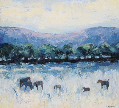 Reinheimers Horses #3 by Theodore Waddell. Oil, encaustic on canvas at Altamira Fine Art